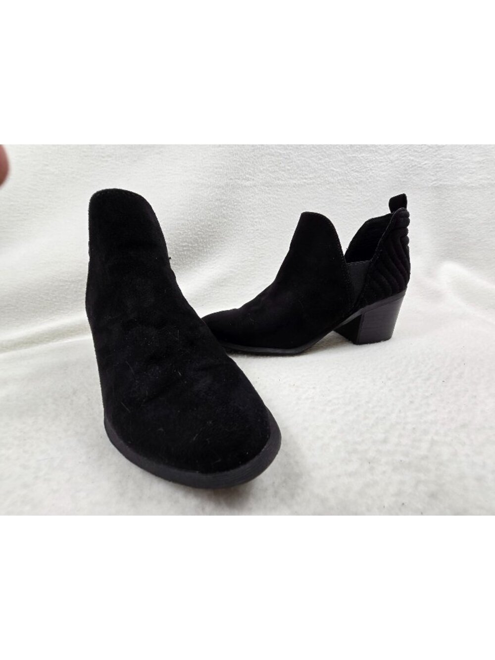 Carlos Black Block Heel Ankle Boots Size 7 Addison Womens
